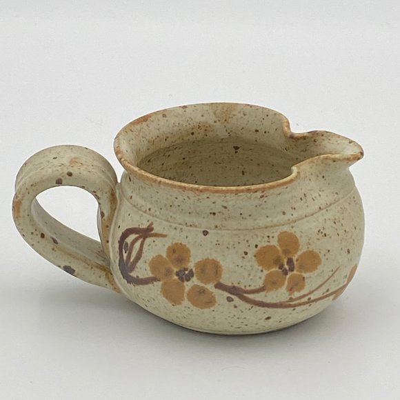 Hand Thrown Studio Art Pottery Creamer w/ Flowers - Picture 2 of 10